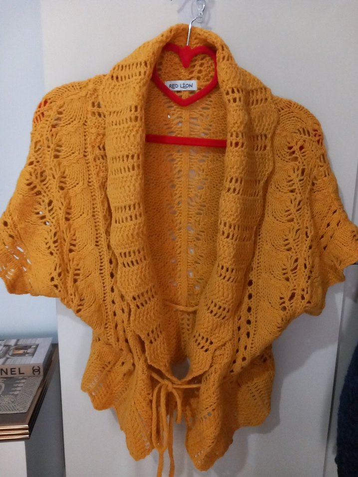 Sarı Örgü Bohem Kadın Hırka - Görsel 2