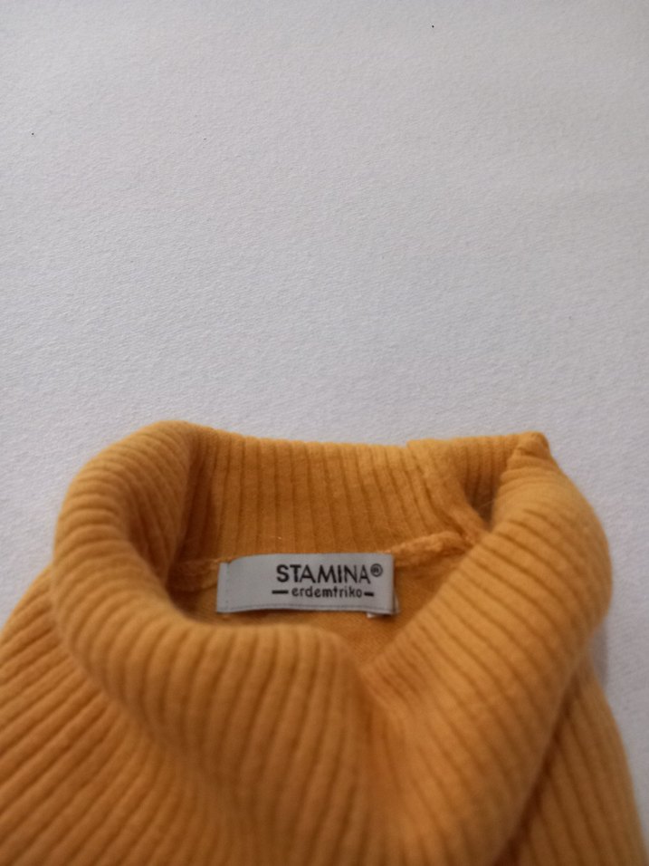 Sarı Kadın Boğazlı Triko Kazak - Görsel 2