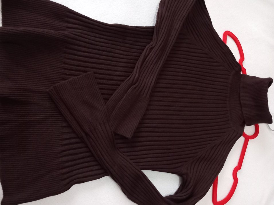 Kahverengi Boğazlı Fitilli Kadın Kazak - Görsel 2