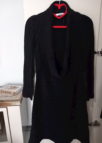 Siyah Uzun Kollu Triko Kadın Elbise - Görsel 2