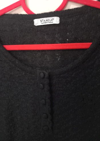 Siyah Düğmeli Uzun Kollu Kadın Kazak - Görsel 2