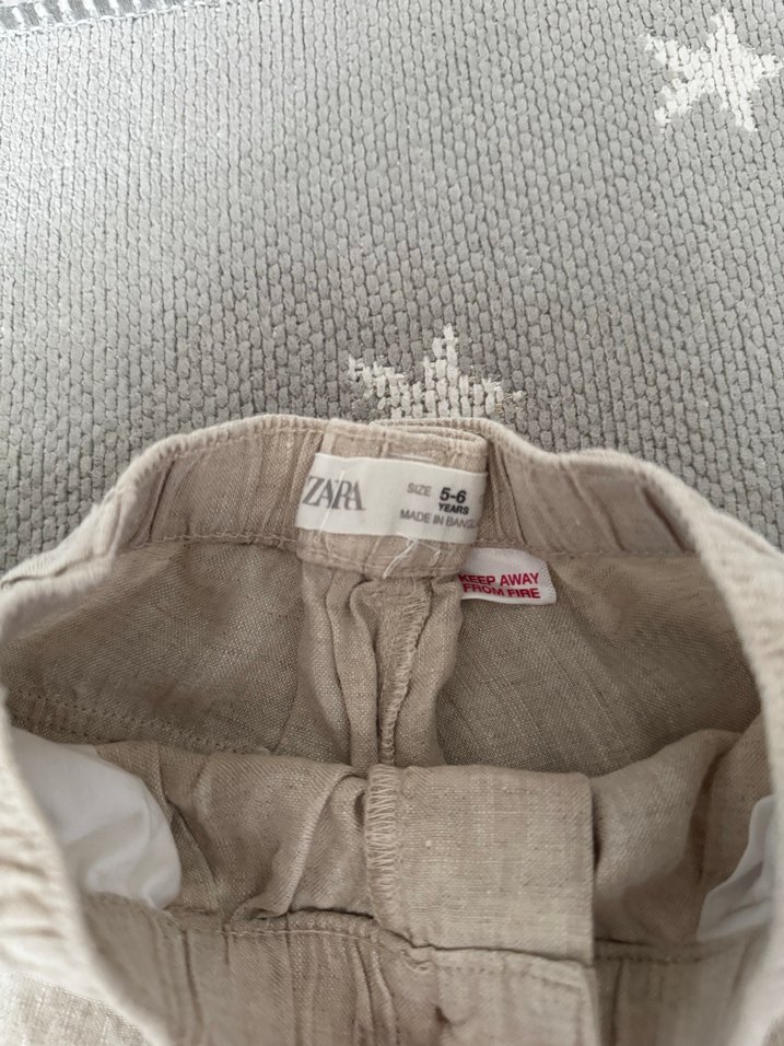 Krem Rengi Keten Pantolon - Görsel 3