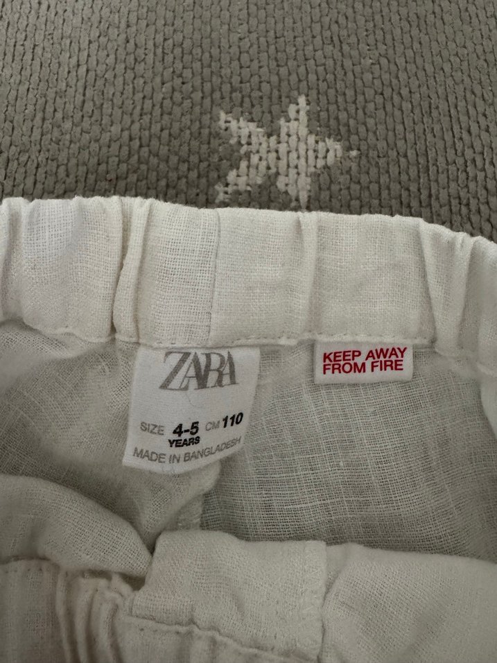 Düğmeli Beyaz Keten Erkek Çocuk Pantolon - Görsel 3