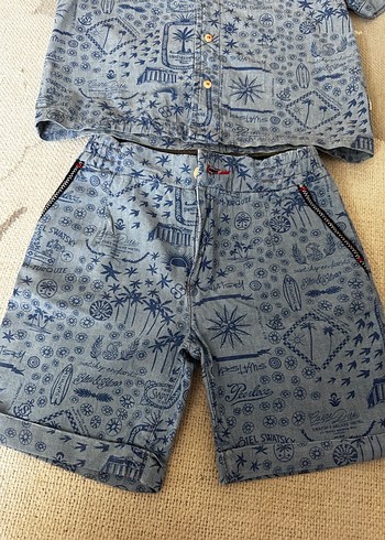 Erkek Çocuk Kot Baskılı Denim Gömlek Şort Takım B&G(Swasky) - Görsel 4