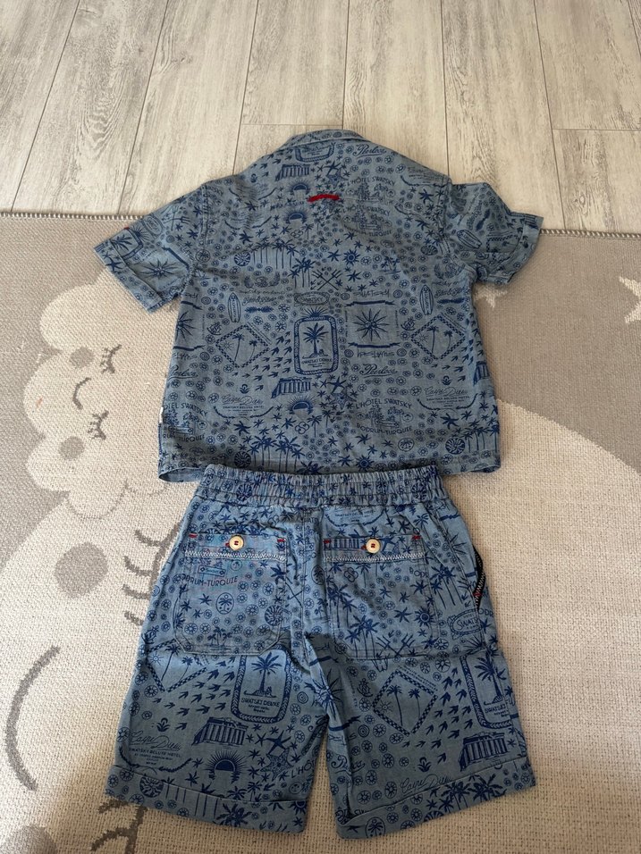 Erkek Çocuk Kot Baskılı Denim Gömlek Şort Takım B&G(Swasky) - Görsel 2