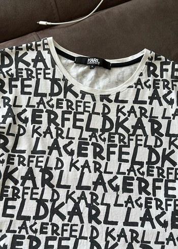 s Beden Karl Lagerfeld Baskılı Beyaz Erkek Tişört