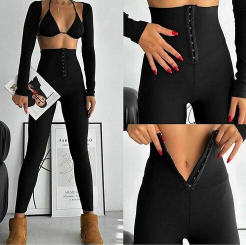 Zara etiketli agraflı yüksek bel toparlayıcı tayt