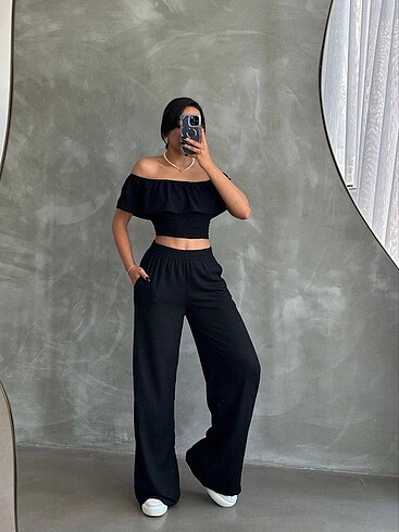 MADONNA YAKA CROP VE PANTOLONLU TAKIM????????