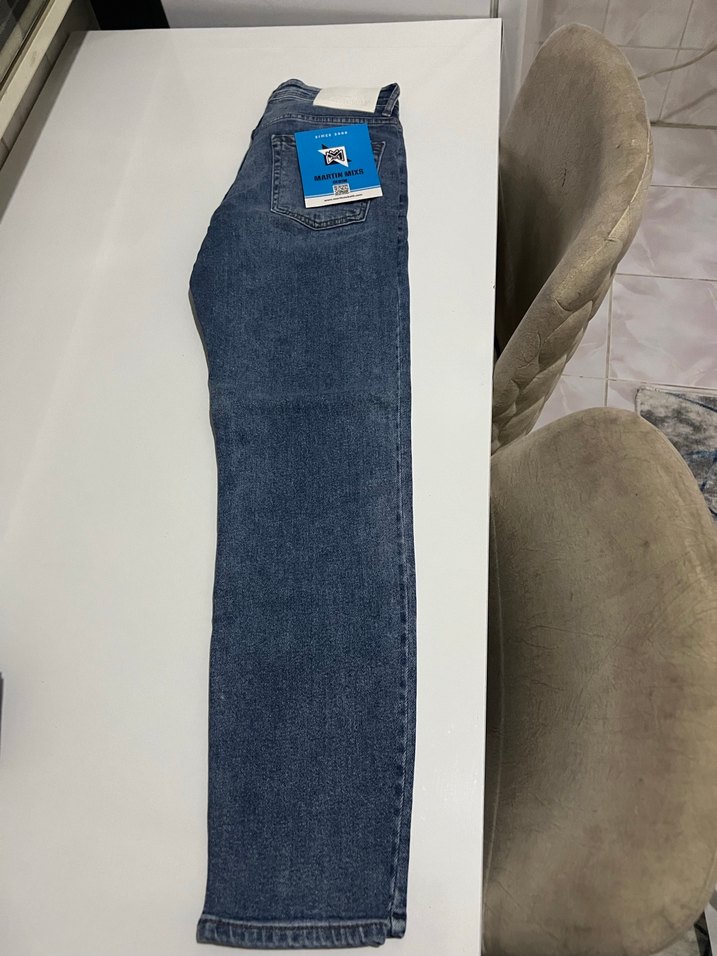 Erkek Gri Mavi Regular Fit Denim Jean - Görsel 3