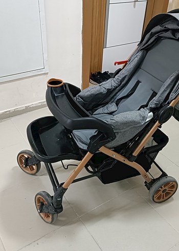 Gri Bebek Arabası Katlanabilir Tasarım ve puseti ile birlikte - Görsel 15