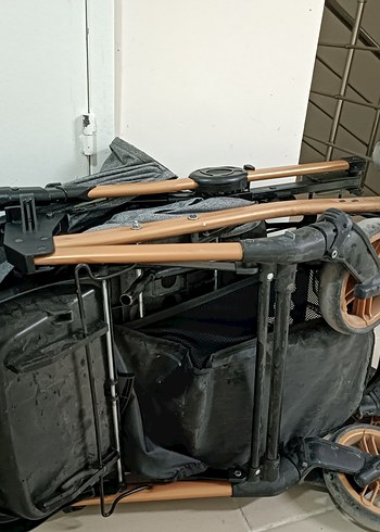 Gri Bebek Arabası Katlanabilir Tasarım ve puseti ile birlikte - Görsel 6