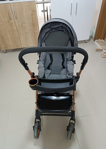 Gri Bebek Arabası Katlanabilir Tasarım ve puseti ile birlikte - Görsel 11