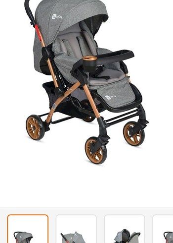 Gri Bebek Arabası Katlanabilir Tasarım ve puseti ile birlikte - Görsel 7
