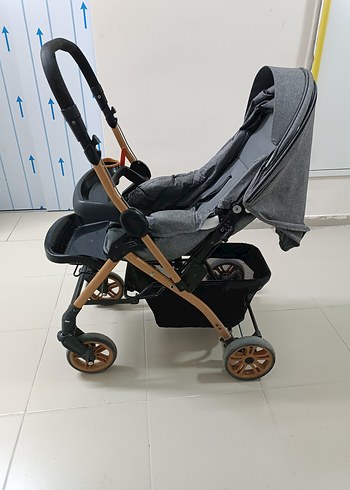Gri Bebek Arabası Katlanabilir Tasarım ve puseti ile birlikte - Görsel 13