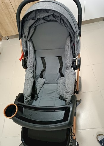 Gri Bebek Arabası Katlanabilir Tasarım ve puseti ile birlikte - Görsel 16