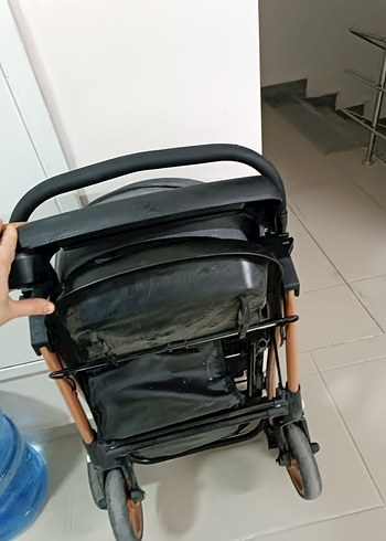 Gri Bebek Arabası Katlanabilir Tasarım ve puseti ile birlikte - Görsel 9