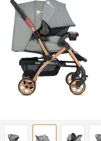 Gri Bebek Arabası Katlanabilir Tasarım ve puseti ile birlikte - Görsel 8
