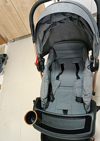 Gri Bebek Arabası Katlanabilir Tasarım ve puseti ile birlikte - Görsel 18