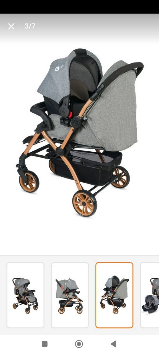 Gri Bebek Arabası Katlanabilir Tasarım ve puseti ile birlikte - Görsel 4