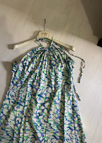 Drapeli Uzun Straplez Batik Elbise - Görsel 3