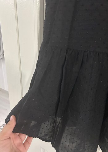 Siyah Kolsuz Midi Keten Elbise - Görsel 2