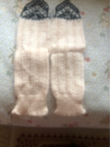 Motifli yün çorap, satılık el örgüsü. - Görsel 6