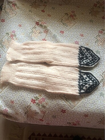 Motifli yün çorap, satılık el örgüsü. - Görsel 5