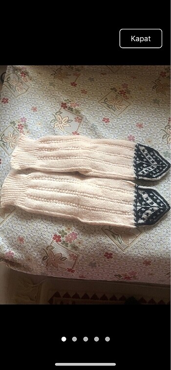 Motifli yün çorap, satılık el örgüsü. - Görsel 9