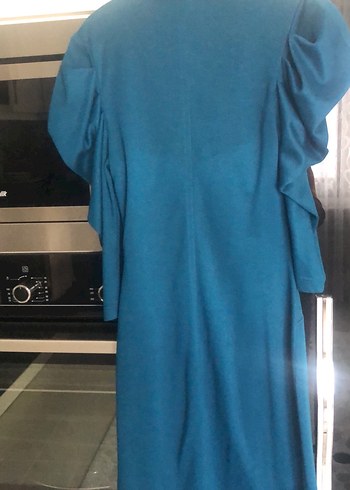 Drapeli Uzun Mavi Gece Elbisesi - Görsel 2