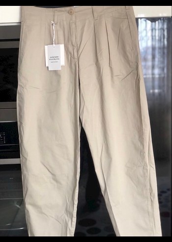 Bej Kadın Keten Kumaş Pantolon - Görsel 5