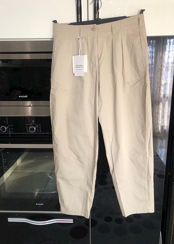 Bej Kadın Keten Kumaş Pantolon - Görsel 4