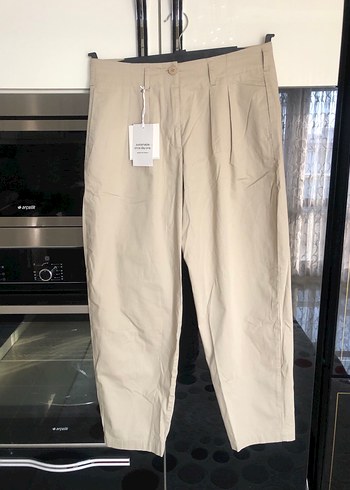 Bej Kadın Keten Kumaş Pantolon - Görsel 3