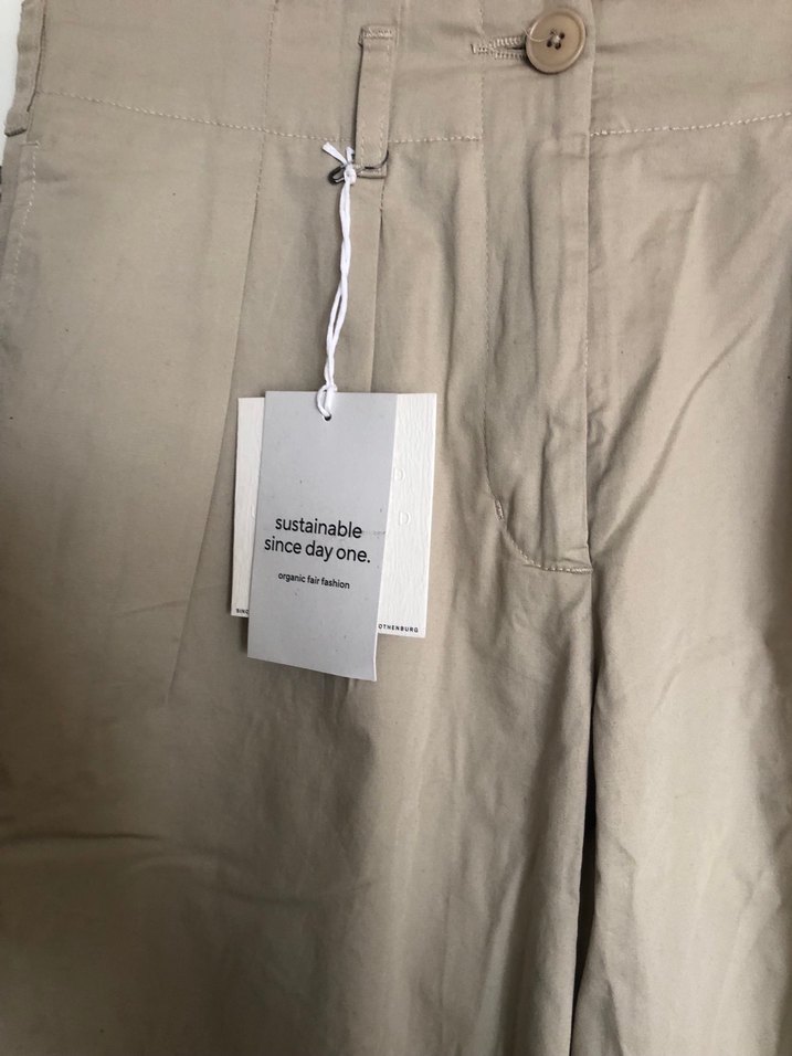 Bej Kadın Keten Kumaş Pantolon - Görsel 2