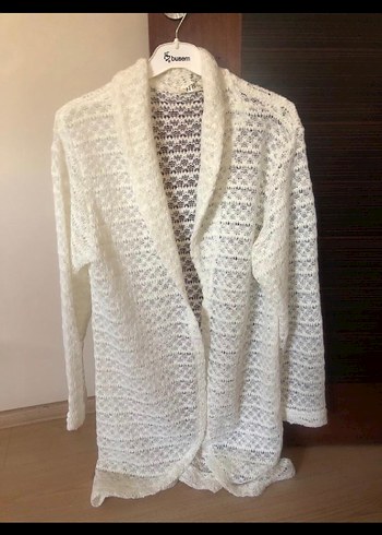 Bohem Beyaz Örgü Kadın Hırka - Görsel 3