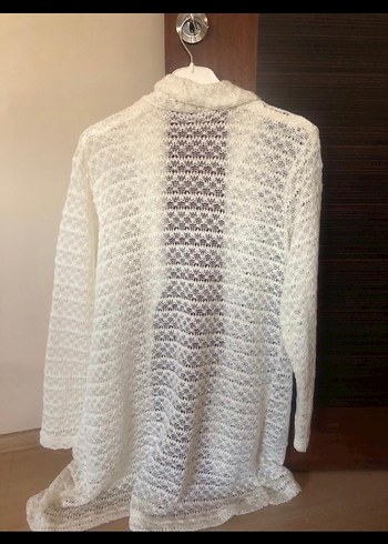 Bohem Beyaz Örgü Kadın Hırka - Görsel 4