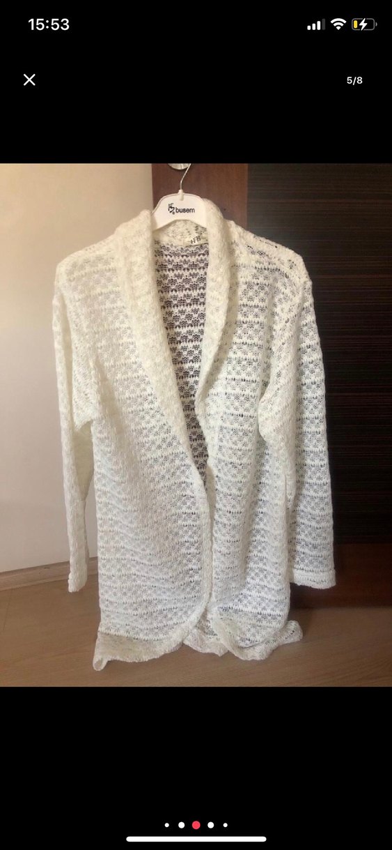 Bohem Beyaz Örgü Kadın Hırka - Görsel 3