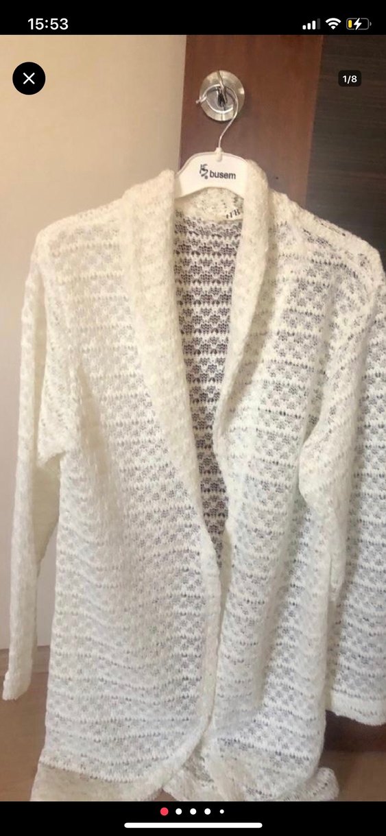 Bohem Beyaz Örgü Kadın Hırka - Görsel 2