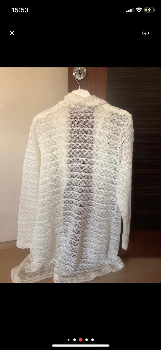 Bohem Beyaz Örgü Kadın Hırka - Görsel 4