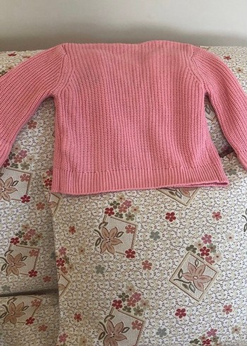 Nakışlı Pembe Örgü Kız Hırka - Görsel 3