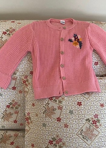 Nakışlı Pembe Örgü Kız Hırka - Görsel 4