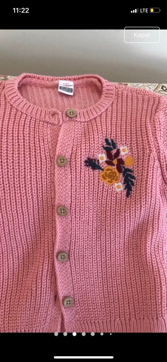 Nakışlı Pembe Örgü Kız Hırka - Görsel 5