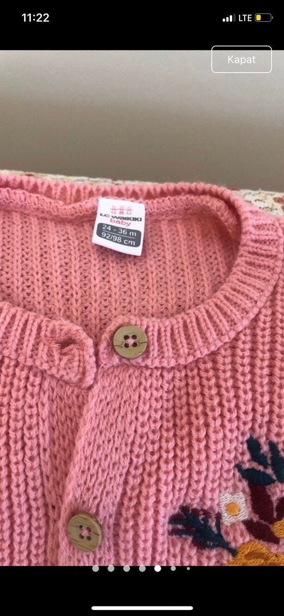 Nakışlı Pembe Örgü Kız Hırka - Görsel 2