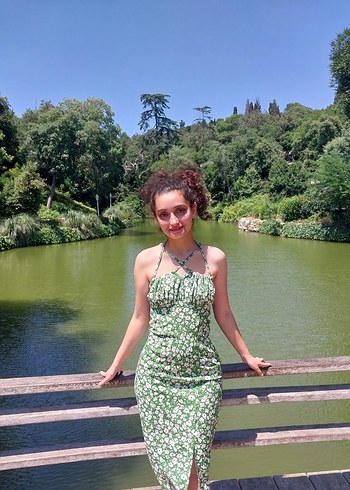 Çiçek Desenli midi Elbise - Görsel 2