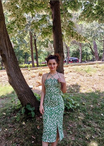 Çiçek Desenli midi Elbise - Görsel 3