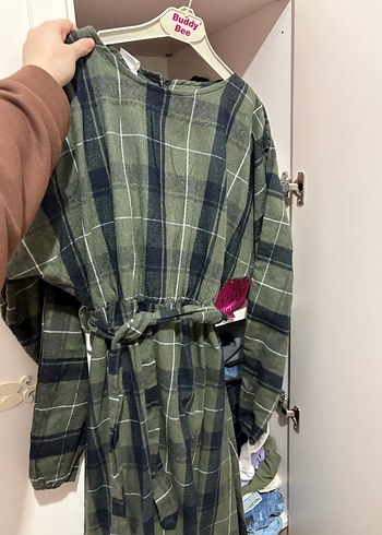 Haki Yeşil Ekose elbise - Görsel 2