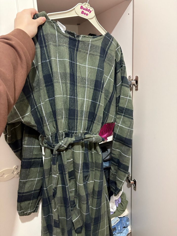 Haki Yeşil Ekose elbise - Görsel 2