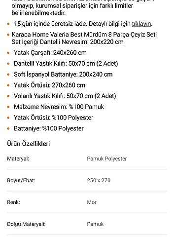 Karaca Karaca mürdüm valeria yatak örtüsü seti 