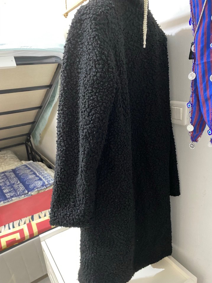 Siyah Buklet Kumaş Kaban - Görsel 4