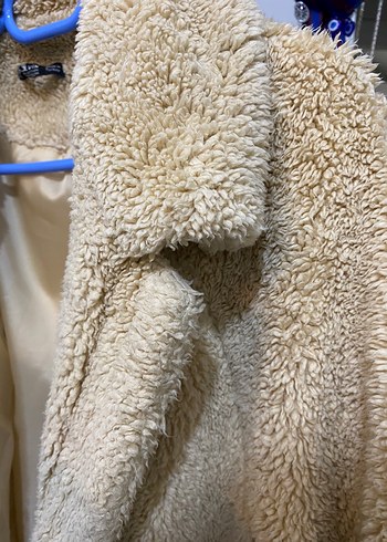 Bej Peluş Kadın Midi Kaban - Görsel 2