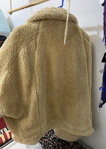 Bej Peluş Kadın Midi Kaban - Görsel 4